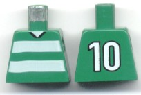 Torso Soccer Uniform Shirt with White Horizontal Stripes, Neck, and Number 10 on Back Pattern