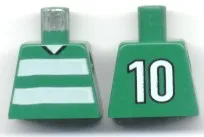 Torso Soccer Uniform Shirt with White Horizontal Stripes, Neck, and Number 10 on Back Pattern