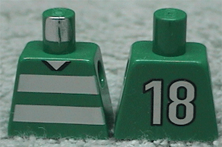 Torso Soccer Uniform Shirt with White Horizontal Stripes, Neck, and Number 18 on Back Pattern