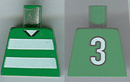 Torso Soccer Uniform Shirt with White Horizontal Stripes, Neck, and Number  3 on Back Pattern