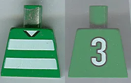 Torso Soccer Uniform Shirt with White Horizontal Stripes, Neck, and Number  3 on Back Pattern