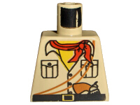 Torso Shirt with Buttons and Pockets, Black Belt with Yellow Buckle, Brown Pistol and Ropes, Red Bandana, Yellow Neck Pattern