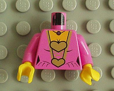 Torso Female Bodice with Two Gold Hearts, Necklace Pattern / Dark Pink Arms / Yellow Hands
