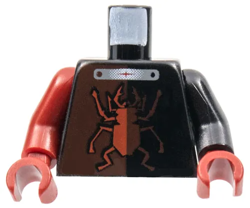 Torso Alpha Team Minion Scarab without Silver Outline and 'X' Pattern / Black Arm Left / Dark Red Arm Right / Dark Red Hands