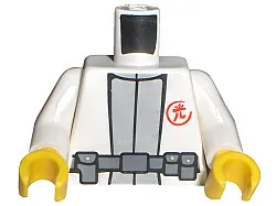 Torso Exo-Force with Red Symbol, Light Bluish Gray Undershirt and Dark Bluish Gray Belt Pattern / White Arms / Yellow Hands
