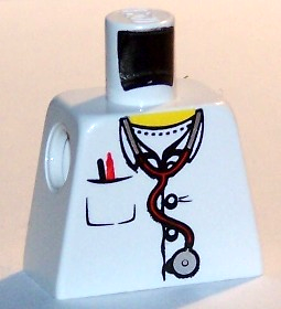 Torso Hospital Lab Coat, Open Collar, Stethoscope, Pocket Pen, and Thermometer Pattern