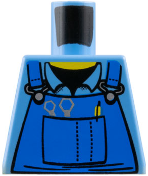 Torso Mechanic Overalls with Silver Wrenches and Fasteners, Yellow Pen, and Black Undershirt Pattern