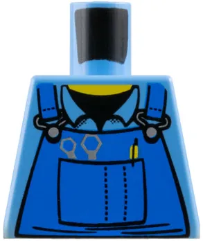 Torso Mechanic Overalls with Silver Wrenches and Fasteners, Yellow Pen, and Black Undershirt Pattern