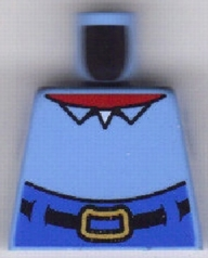 Torso SpongeBob with High Waist Blue Pants, Black Belt with Gold Buckle, Red Neck, Shirt Collar Pattern