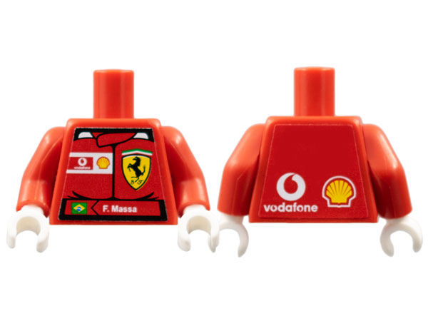 Torso Racers Ferrari Front, Vodafone Back (Stickers) with F. Massa Name Pattern / Red Arms / White Hands
