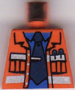 Torso Town Construction Jacket Open, Silver Reflective Stripes, Blue Shirt, Dark Blue Tie Pattern