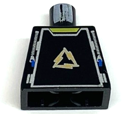 Torso Alpha Team Arctic Uniform with Copper Lightning Bolts in Triangle Logo and Silver Zippers with Blue Tabs, Yellow Neck Pattern