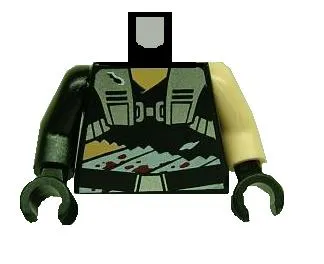 Torso SW Torn Shirt and Bandaged Midriff Pattern / Light Nougat Arm Left / Black Arm Right / Black Hands