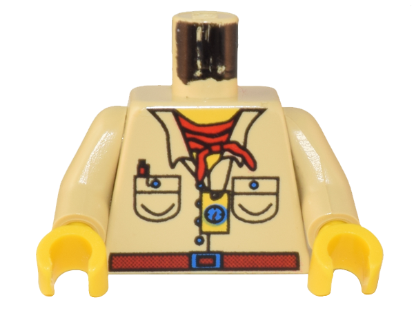 Torso Shirt with Buttons and Pockets, Red Belt with Blue Buckle, Neckerchief, Pen, Compass, Yellow Neck Pattern / Tan Arms / Yellow Hands