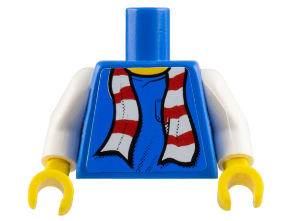 Torso Shirt with Pocket, Scarf with Red and White Stripes, Yellow Neck Pattern (Sticker) / White Arms / Yellow Hands