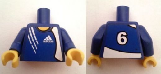Torso Soccer Adidas Logo Blue No. 6 Pattern (Stickers) / Blue Arms / Yellow Hands