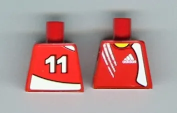 Torso Soccer Adidas Logo Red No.11 Pattern (Stickers)