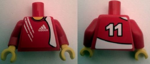 Torso Soccer Adidas Logo Red No. 11 Pattern (Stickers) / Red Arms / Yellow Hands