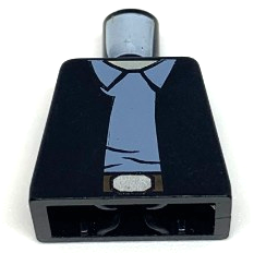 Torso SW Vest Open over Sand Blue Shirt with Collar, Dark Brown Belt with Silver Buckle, Light Nougat Neck Pattern