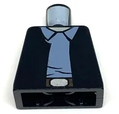 Torso SW Vest Open over Sand Blue Shirt with Collar, Dark Brown Belt with Silver Buckle, Light Nougat Neck Pattern