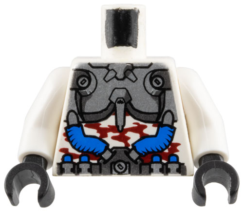 Torso Dark Silver and Silver Body Armor and Utility Belt with Blue Hoses over Shirt with Dark Red Camouflage Pattern / White Arms / Black Hands