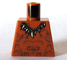 Torso Bare Chest with Muscles Outline, Tattoos, Animal Tooth / Claw Necklace Pattern