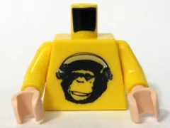 Torso Speed Racer Chimpanzee with Silver Headphones Pattern / Yellow Arms / Light Nougat Hands