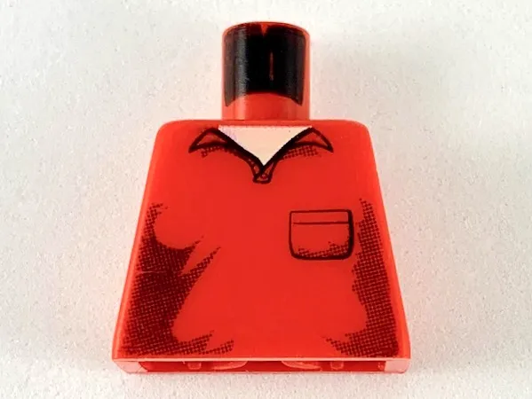 Torso Shirt with Open Collar, Pocket and Dark Red Shadows, Light Nougat Neck Pattern