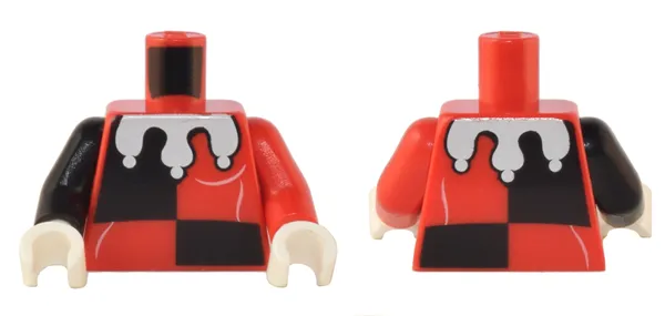 Torso Black Quarters, White Folds and Jester's Collar Rounded Pattern / Red Arm Left / Black Arm Right / White Hands