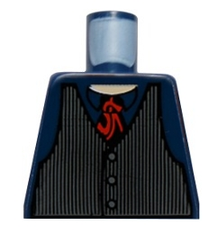 Torso Speed Racer Dark Bluish Gray Pinstripe Vest and Red Tie Pattern