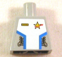Torso Space Uniform with Large White Center Panel with Blue Stripes on Sides, Yellow Name Tag and Star Justice Badge Pattern (Sticker)