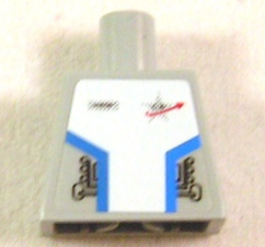 Torso Space Uniform with Large White Center Panel with Blue Stripes on Sides, Faded Light Bluish Gray Name Tag and Star Justice Badge Pattern (Sticker)