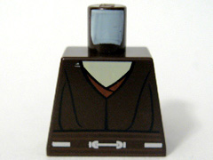 Torso SW Jedi Robe over Tan Shirt, Reddish Brown Trim, Belt with Silver Lines and Details Pattern