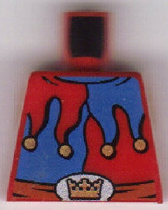 Torso Castle Fantasy Era Red and Blue Jester's Collar, Crown on Buckle Pattern