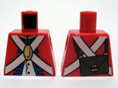 Torso Imperial Soldier Uniform Jacket with Blue and Gold Trim over White Shirt with Buttons, Crossbelts with Oval Clasp, Dark Brown Ammo Pouch on Back Pattern (Redcoat)