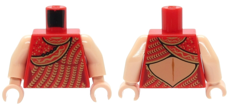 Torso Female Dress with Gold Sequins and Open Back Pattern / Light Nougat Arms / Light Nougat Hands