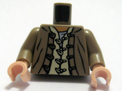 Torso Indiana Jones Jacket and Shirt with Buttons and Loops Pattern / Dark Tan Arms / Light Nougat Hands