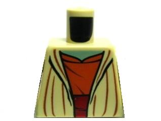 Torso SW Open Robe, Dark Orange Shirt with Dark Red Waist Sash, Sand Green Neck Pattern (Yoda)