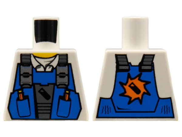 Torso Power Miners Blue Vest over Shirt with Collar Pattern