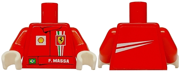 Torso Racers Ferrari Front, White Streak Back (Stickers) with F. Massa Name Pattern / Red Arms / White Hands
