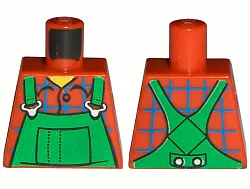 Torso Overalls Green (Farmer), Blue Windowpane Check Shirt - Printed Back Pattern