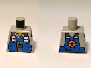 Torso Power Miners Blue Vest with Star over Shirt with Collar Pattern