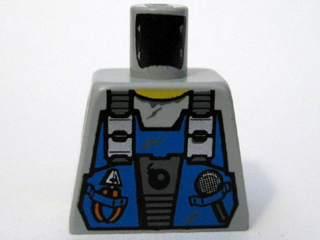 Torso Power Miners Blue Vest with Tools and Bomb over Sweaty Shirt Pattern