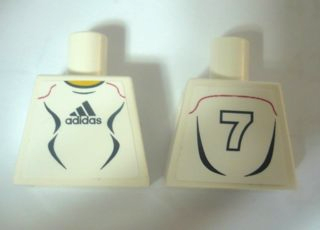 Torso Soccer Uniform White Shirt with Black Adidas Logo, Curved Lines and Number 7 on Back, Yellow Neck Pattern (Stickers)