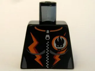 Torso Agents Villain Female with Zipper and Orange Lightning Bolts Pattern