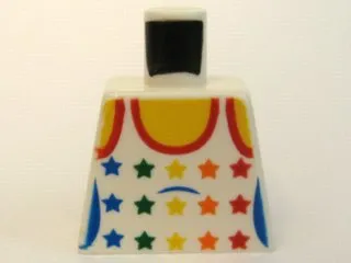 Torso Female Tank Top with Rainbow Stars, Yellow Neck and Shoulders Pattern