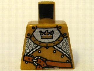 Torso Castle Fantasy Era Gold Knight Armor with Crown, Dark Orange Belt with Silver Buckle Pattern
