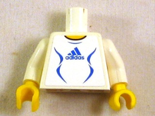 Torso Soccer Adidas Logo, White and Blue No. 4 Pattern (Stickers) / White Arms / Yellow Hands