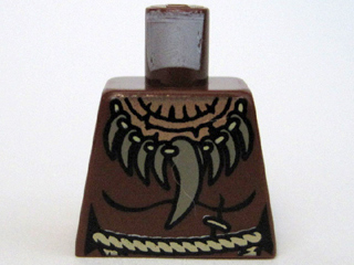 Torso Female Castle Fantasy Era with Dark Tan Animal Tooth / Claw Necklace and Tan Rope Belt Pattern