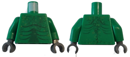 Torso Alien with Scales and Muscles Outline on Front and Back Pattern / Green Arms / Dark Bluish Gray Hands